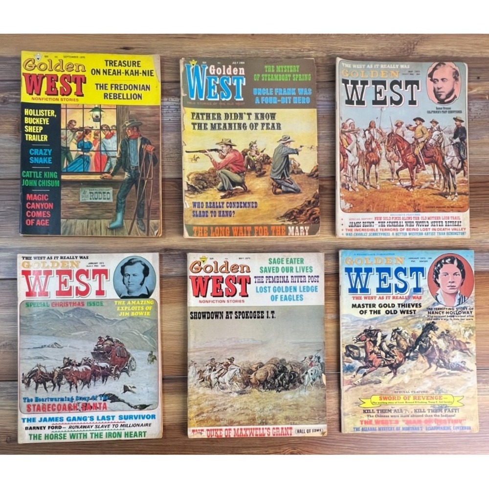 Lot of 6 Vintage Golden West Magazines 1969-1973 True Old West Stories